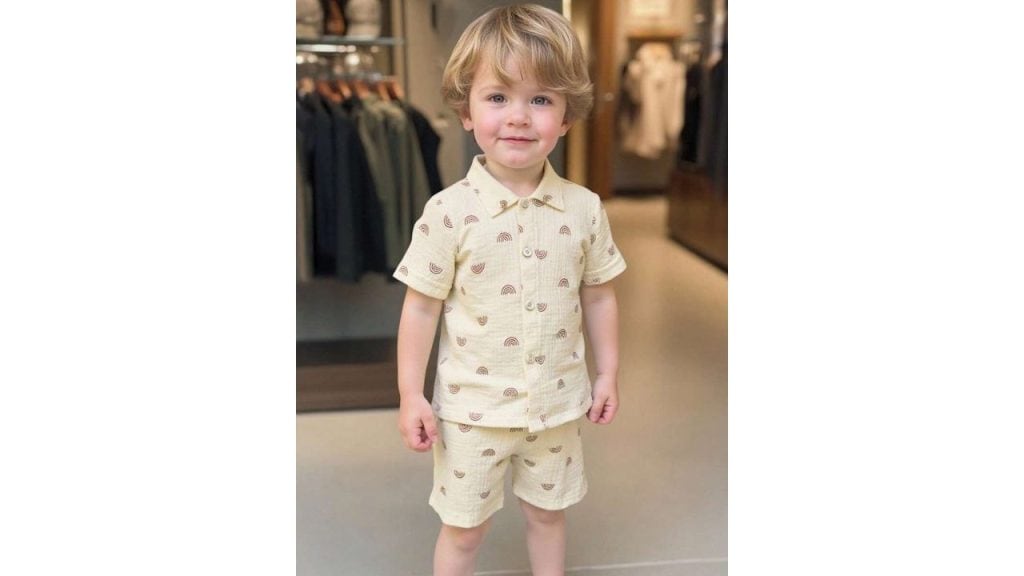TOONKY Unisex Kids Printed Spread Collar Shirt With Shorts