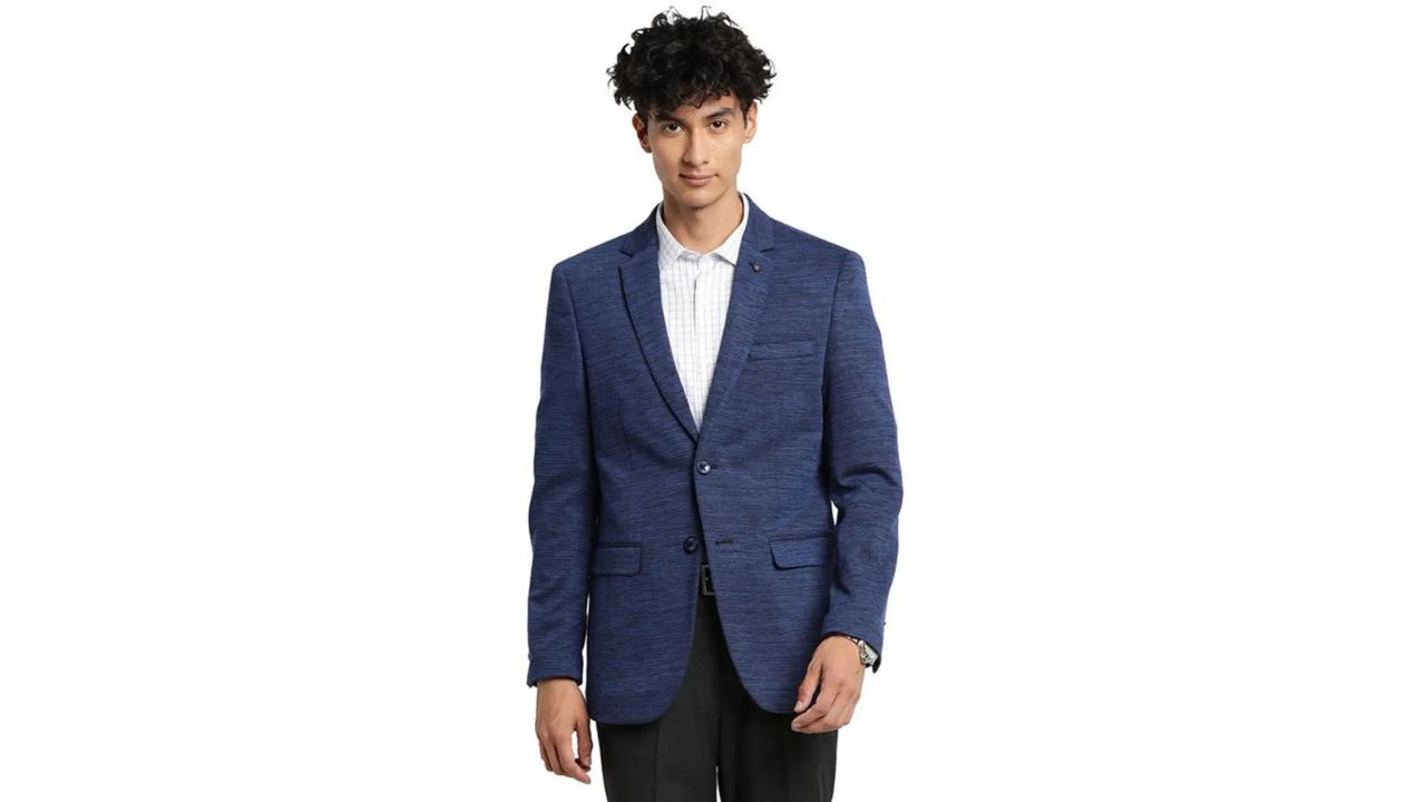 TURTLE Men Self Design Single Breasted Party Blazer
