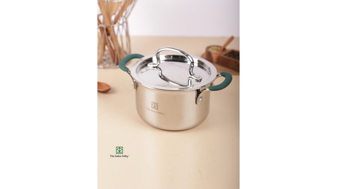 The Indus Valley Induction Base Solid Triply Stainless Steel Stockpot 1.4 L