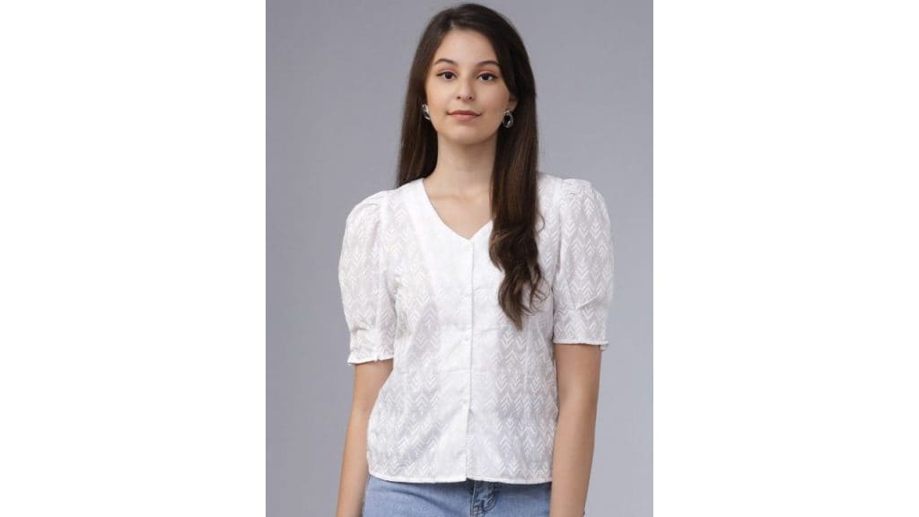 Tokyo Talkies Off-White Embroidered Top