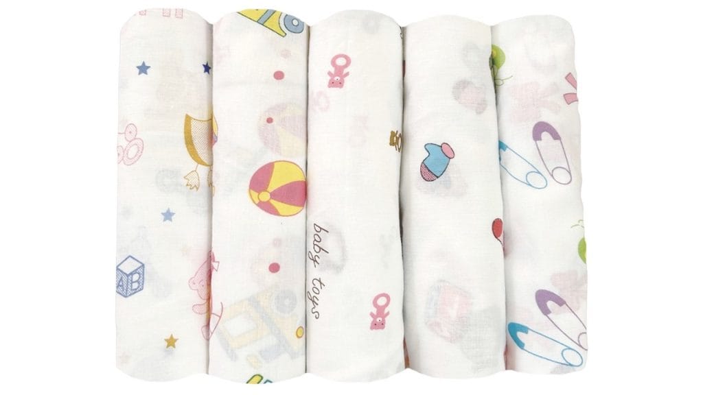 Trance Home LinenNursery Prints Set of 5 Cotton Baby Swaddle Wrap