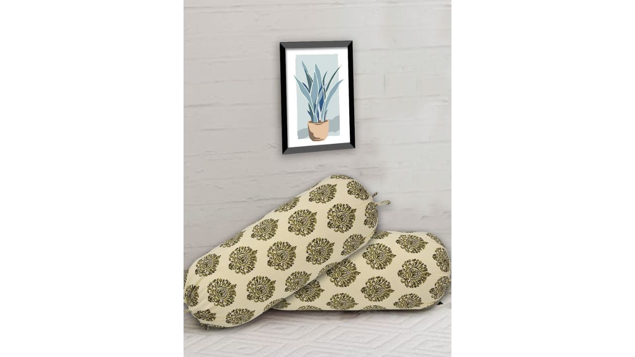 Trance Home LinenSet Of 2 Ethnic Motifs Printed Pure Cotton 200TC Bolster Covers