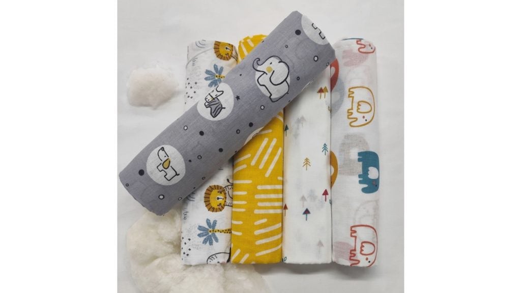 Trance Home LinenSet Of 5 Super Soft Cotton Malmal Swaddle Cloth