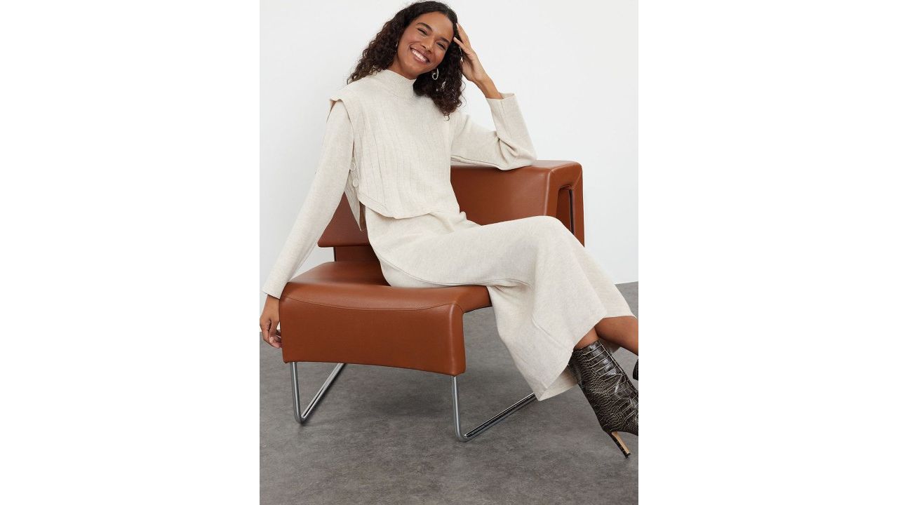 Trendyol High Neck Acrylic Top With Skirt