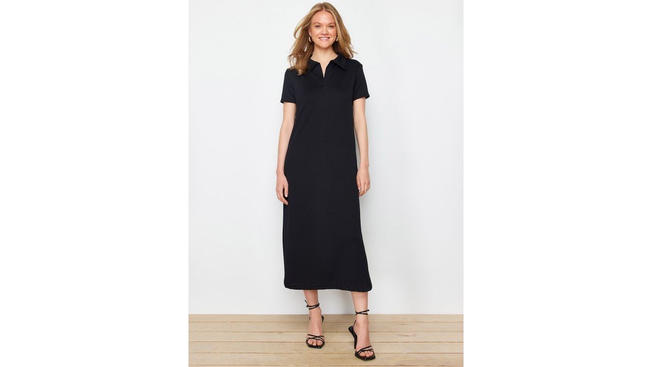 Trendyol Polo Collar Short Sleeves T-shirt Midi Dress