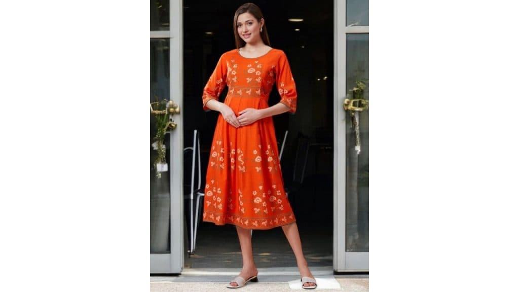 True ShapeWomen Printed Floral Maternity Anarkali Kurta