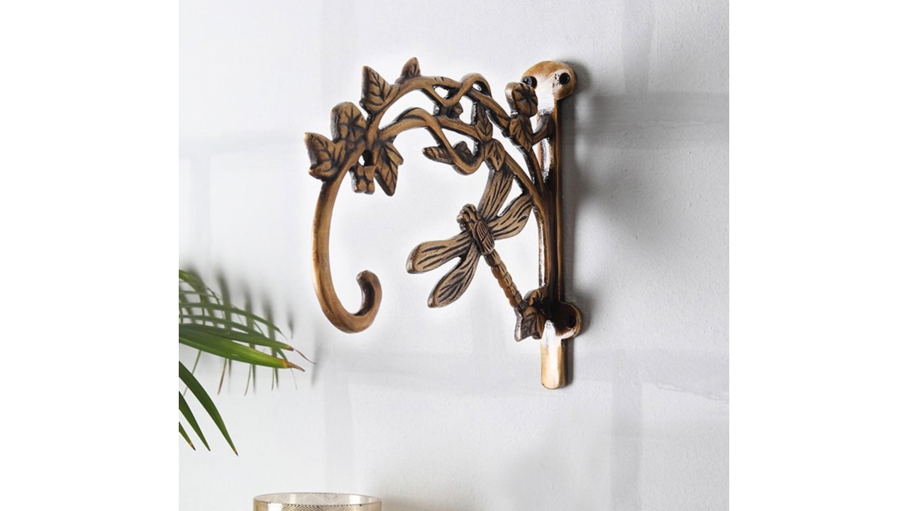 Two MoustachesMetallic-toned Dragon Fly Style Handmade Brass Wall Lantern Diya Hanger