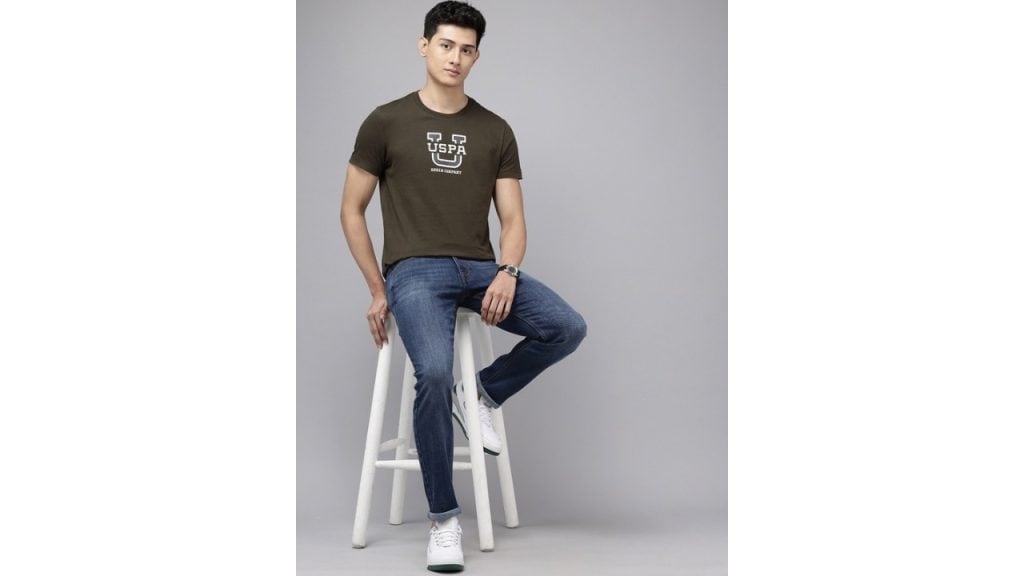U.S. Polo Assn. Denim Co.Men Brandon Slim Fit Mid-Rise Light Fade Stretchable Jeans