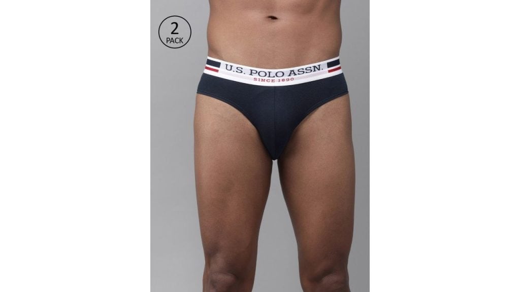 U.S. Polo Assn. Men Pack of 2 Navy Blue Solid Briefs