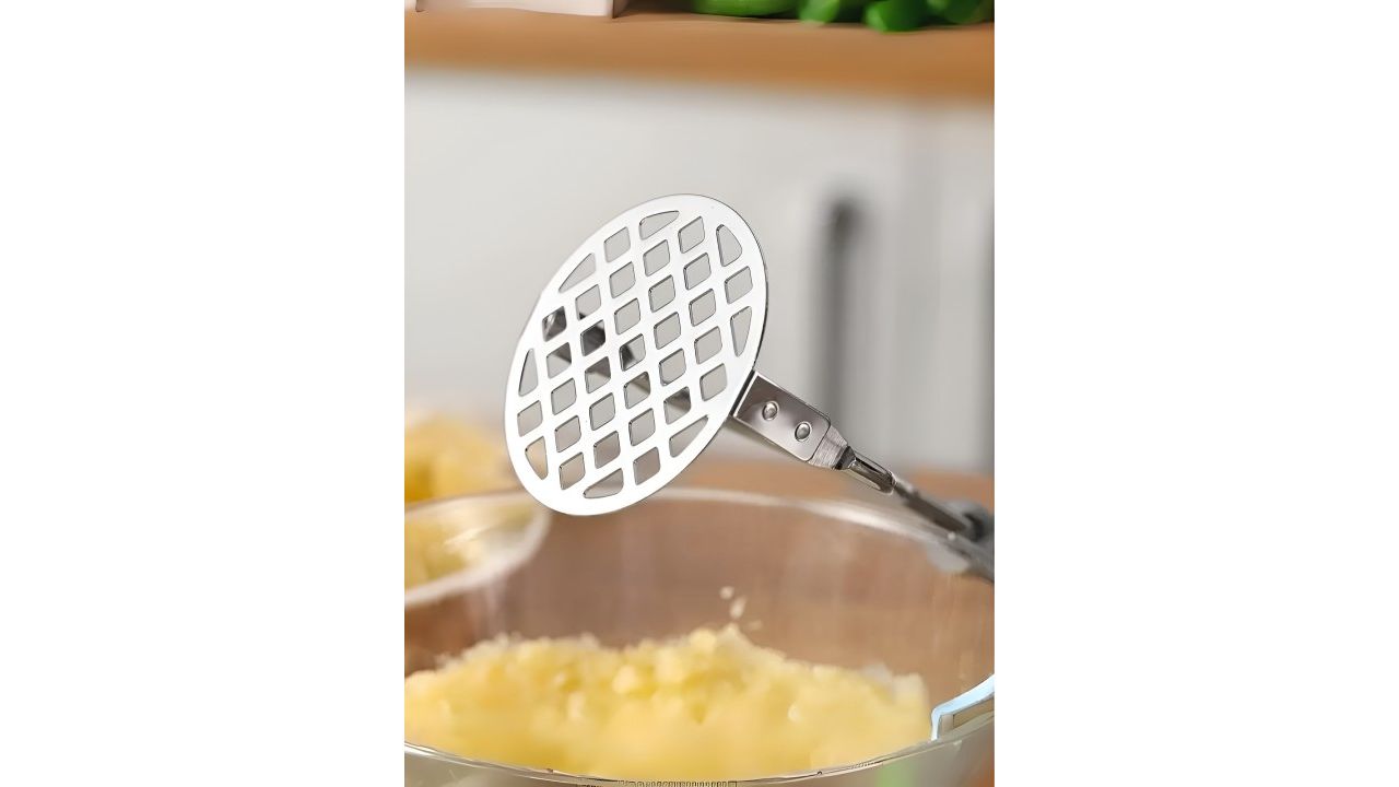 UniKart Red & Silver Toned Textured Stainless Steel Masher