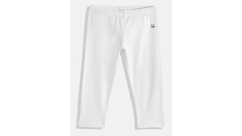 United Colors of Benetton Girls Solid Stretchable Leggings with Glitter Logo