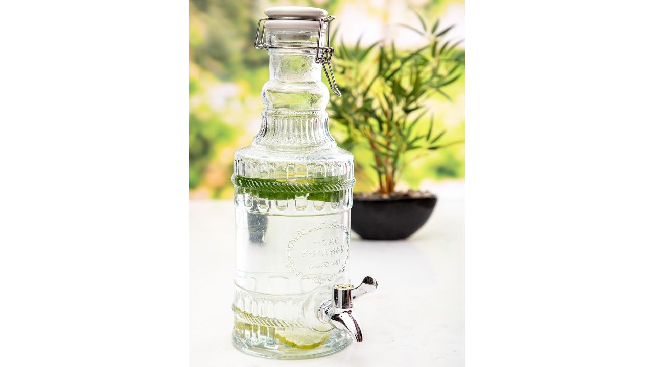 White Gold Transparent Glass Dispenser 2000ml