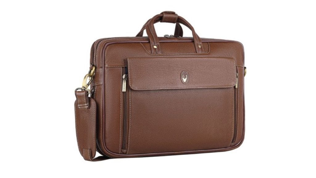 WildHorn Men Brown & Green Detachable Sling Bag Leather Laptop Bag