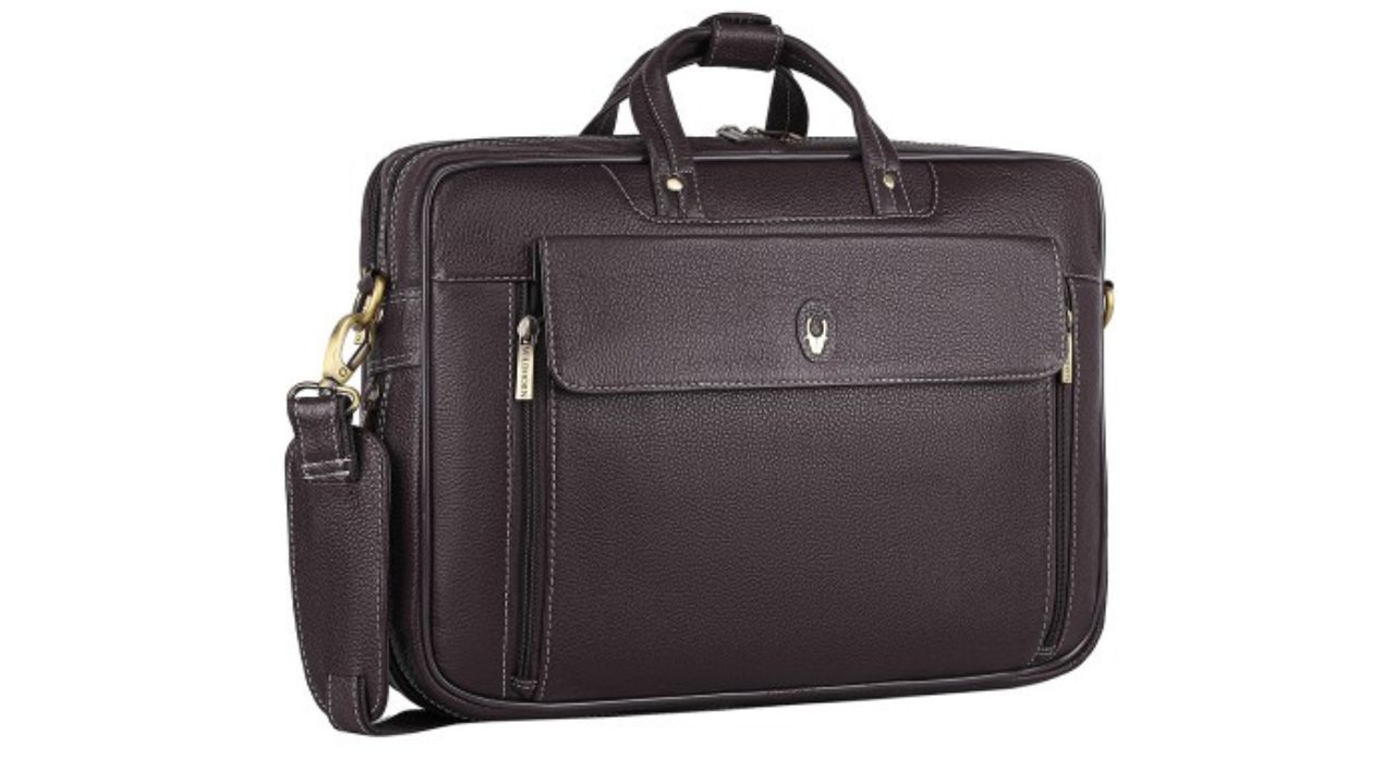 WildHorn Men Brown Textured Genuine Leather Laptop Bag