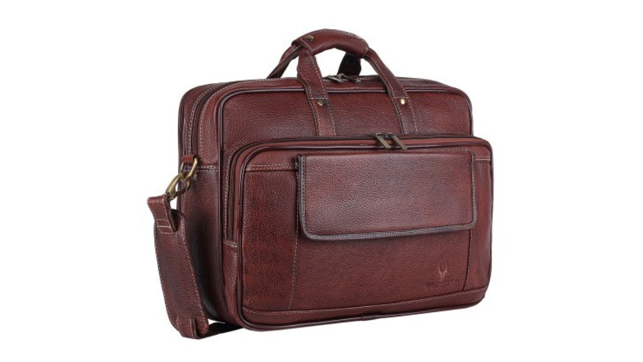 WildHorn Men Maroon Genuine Leather Laptop Bag