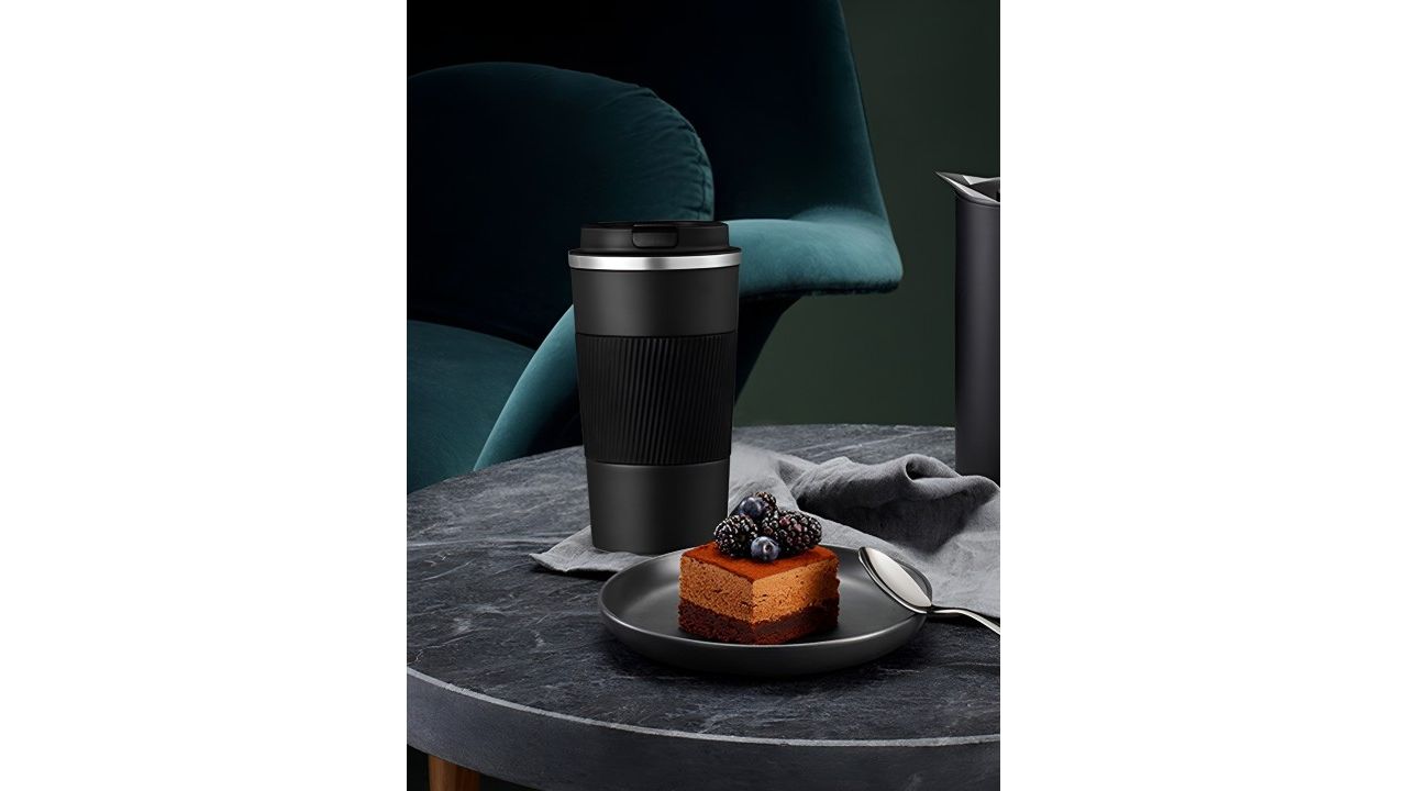 Wosta Black Stainless Steel Core Solid Matte Coffee mug 380ML