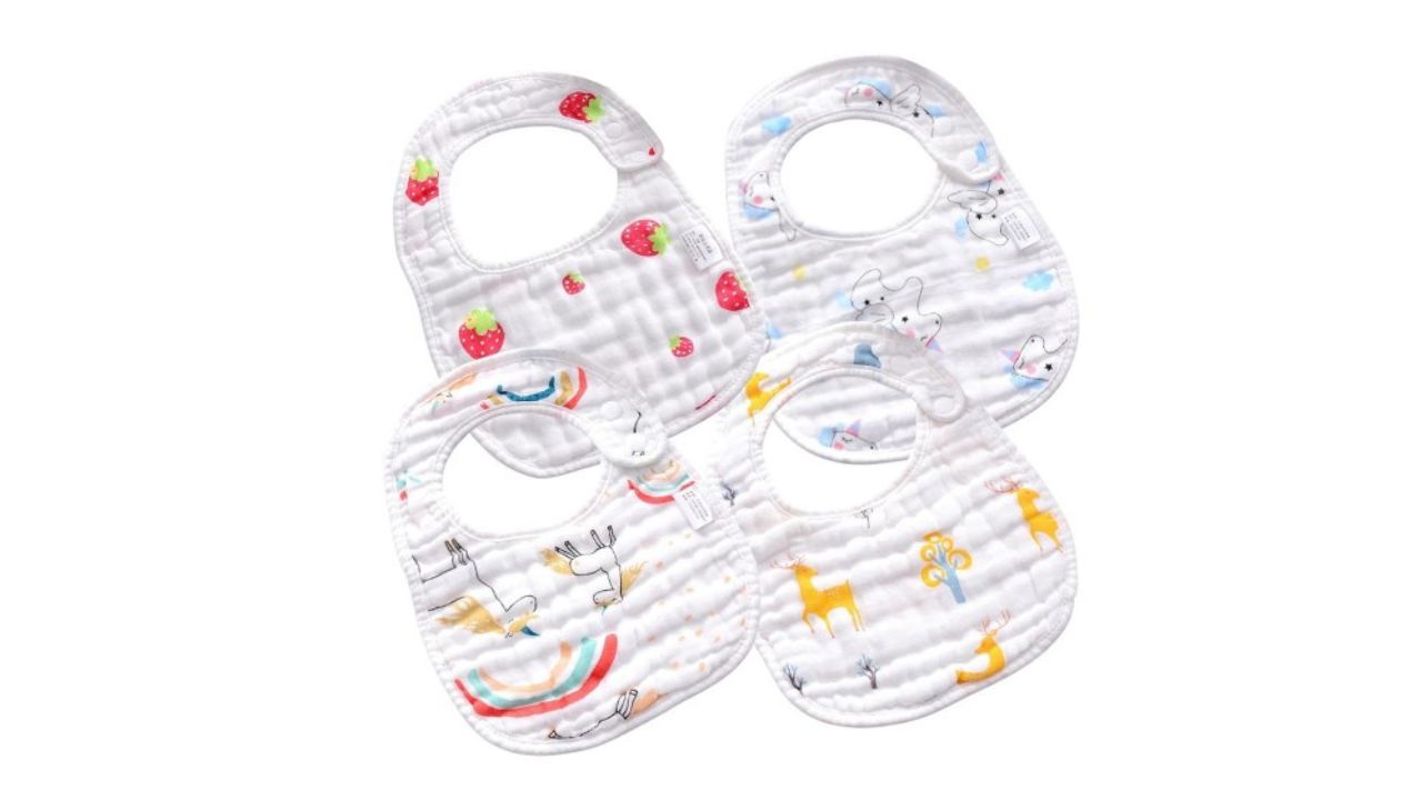 YOUSTYLO Infants Pack Of 4 Printed Bibs