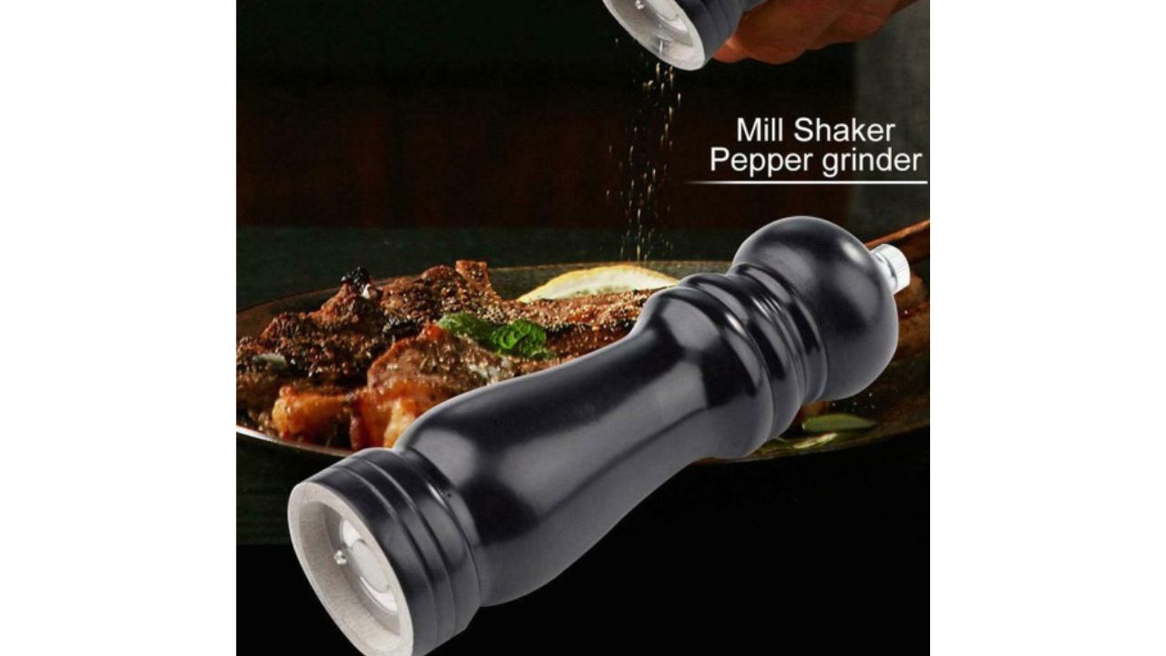 ZEVORA Black Solid Wooden Salt & Pepper Grinder