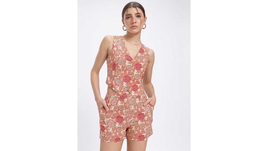 glitchez Indie Floral Waistcoat-Style Co-Ords