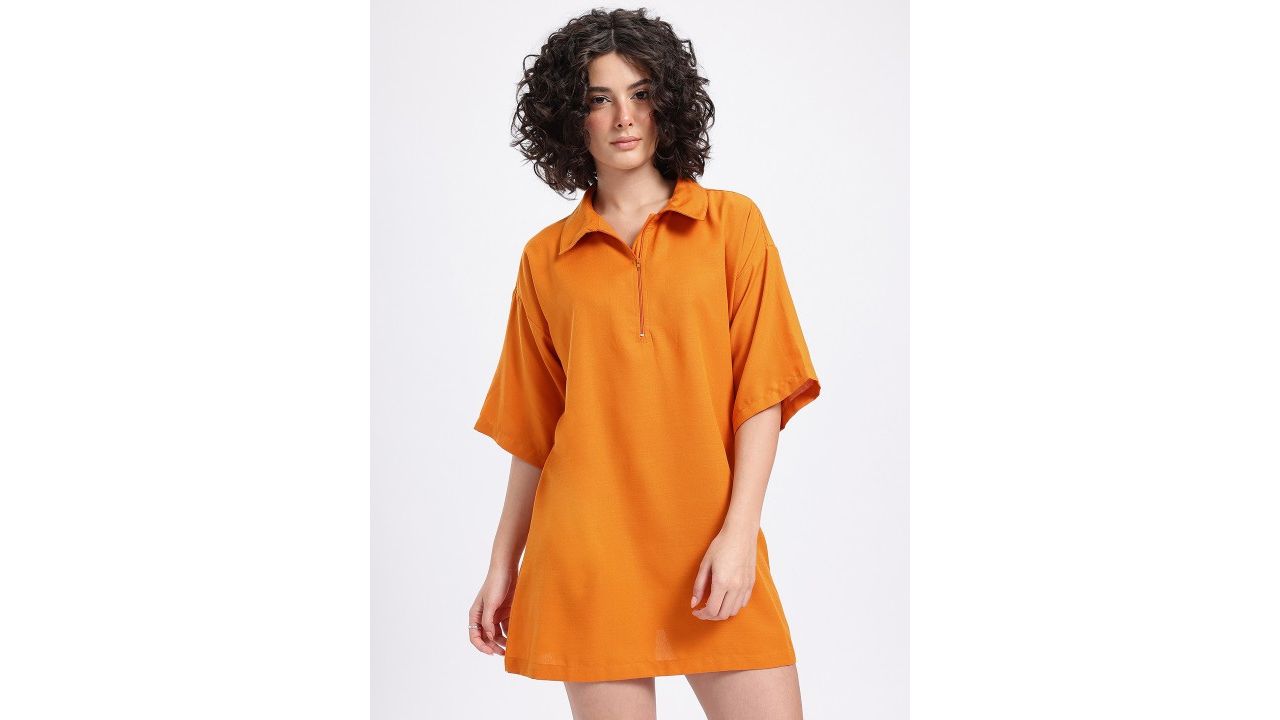 glitchez Relaxed Polo T-shirt Mini Dress