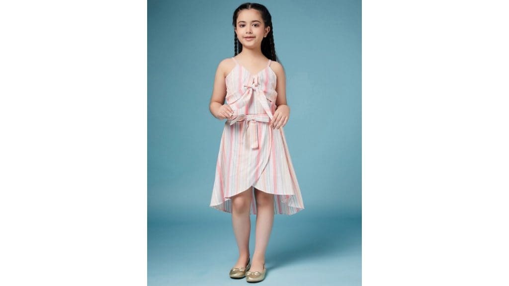 pspeachesGirls Striped Pure Cotton Clothing Set