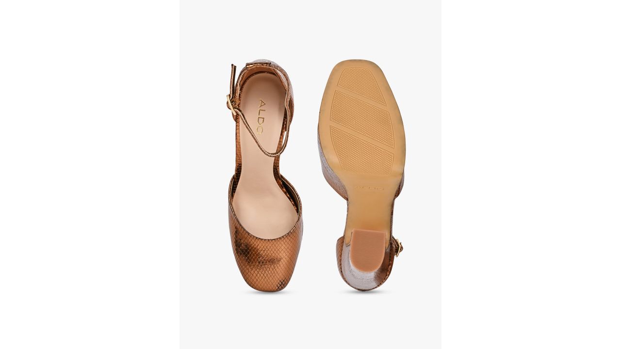 ALDO Textured Ankle Loop Round Toe Platform Heels