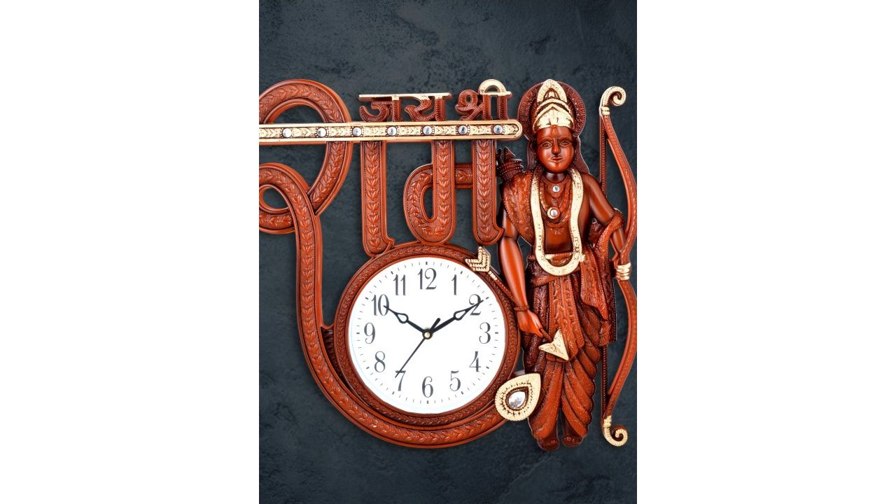 Attractionz Red & Gold-Toned Textured Wall Clock