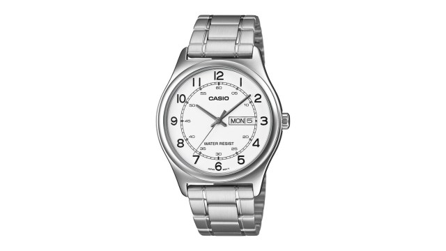 CASIOMen Dial & Stainless Steel Cuff Straps Analogue Watch A2316