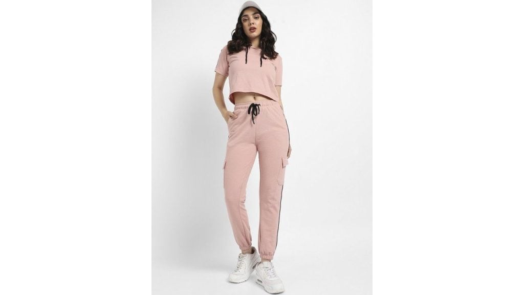 Campus Sutra Pure Cotton Hooded Sweatshirt & Joggers