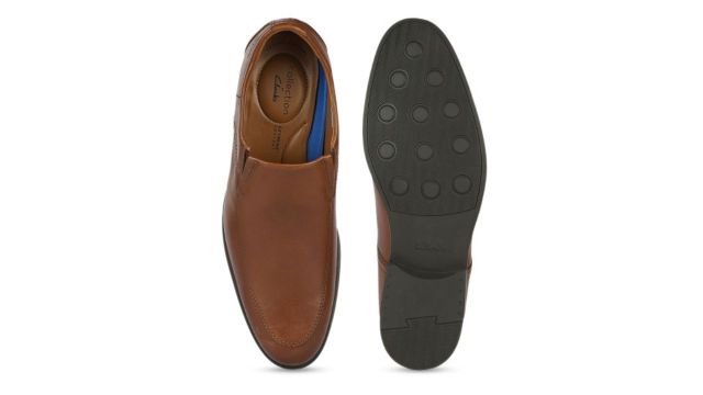 Clarks Men Tan Brown Solid Formal Slip-Ons