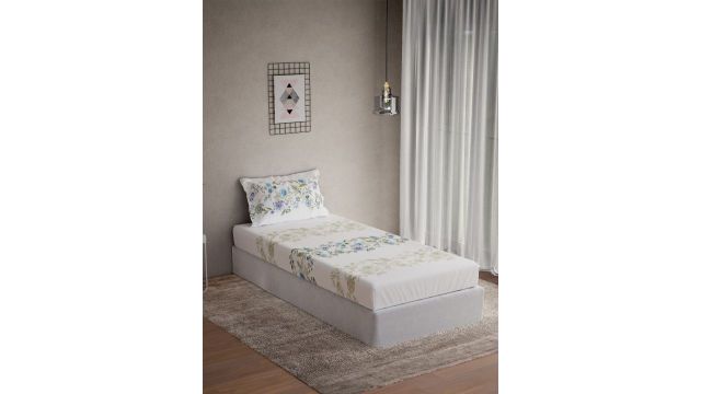 DDecor Blue Floral Cotton 144 TC Single Bedsheet