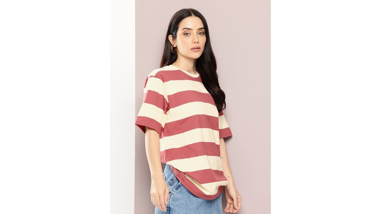 Dillinger Women Short Sleeve Oversized Yarn Dyed Tshirt