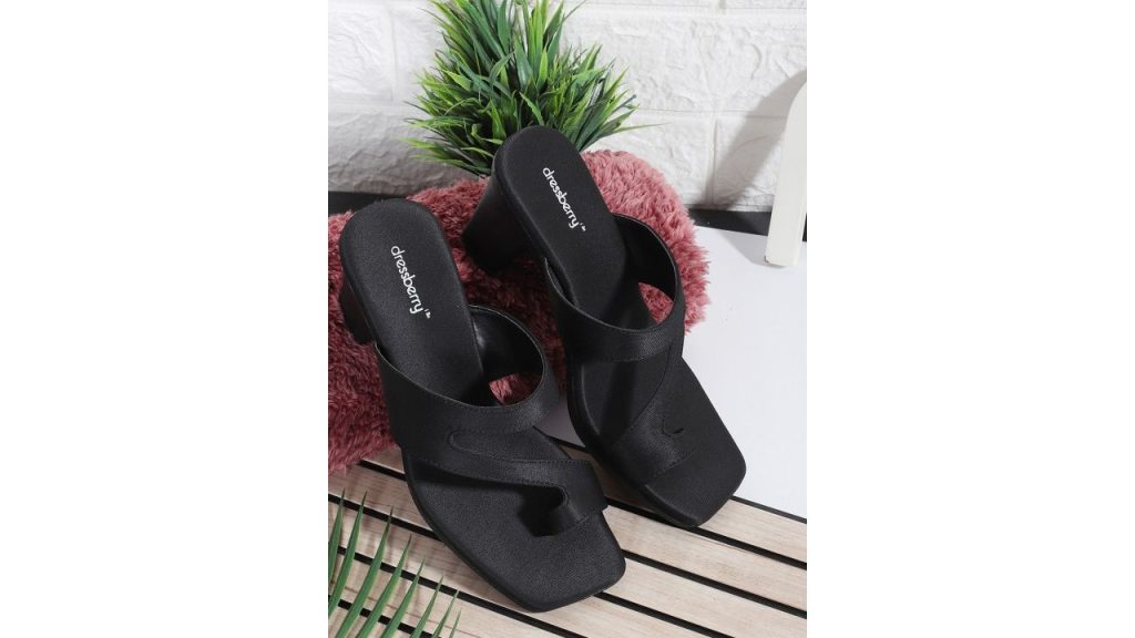 DressBerry Women Leather Comfort Block Heel Sandals