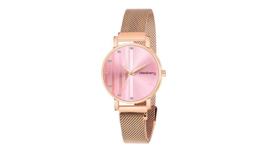 DressBerry Women Pink Embellished Water Resistant Straps Analogue Watch HOBDB-132-RG-PK
