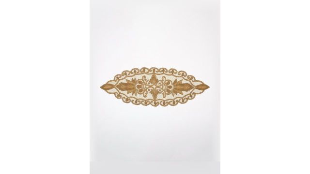 Exotic India Designer Glass Beads Embroidered Table Runner