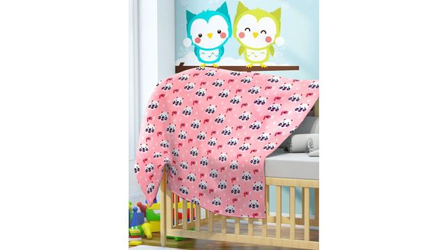 Florida Kids Pink & Blue Cartoon Characters AC Room 300 GSM Single Bed Blanket