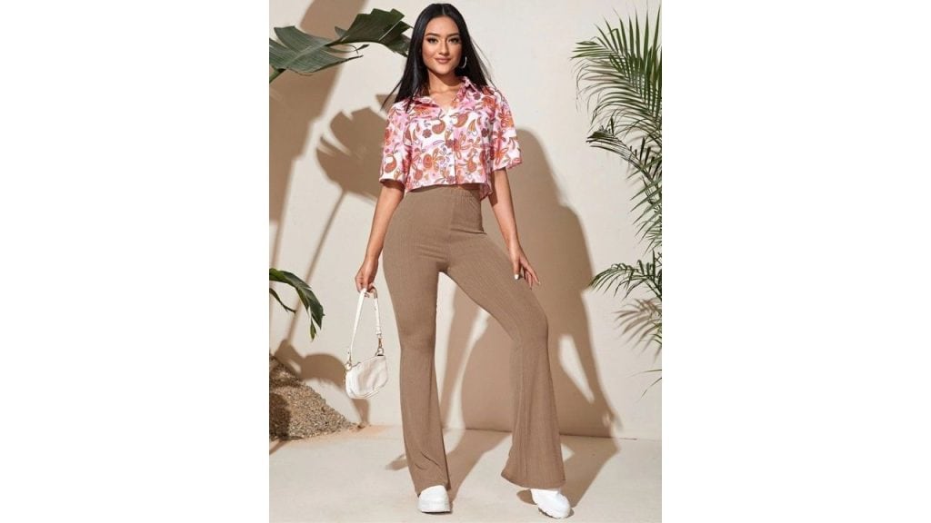 KPOP Women Casual Flared High-Rise Bootcut Trousers