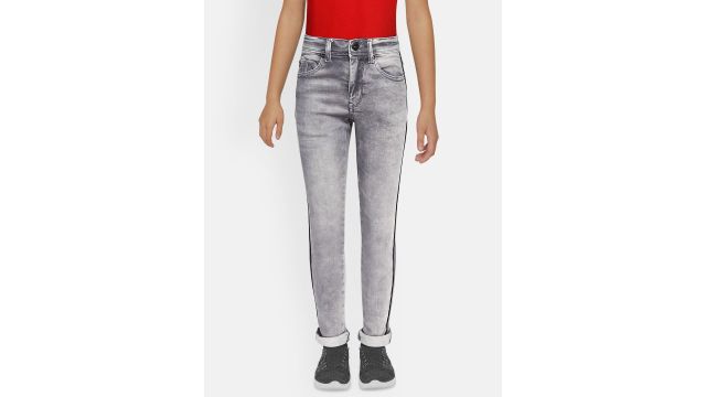Lee Cooper Boys Grey Skinny Fit Light Fade Acid Wash Stretchable Jeans