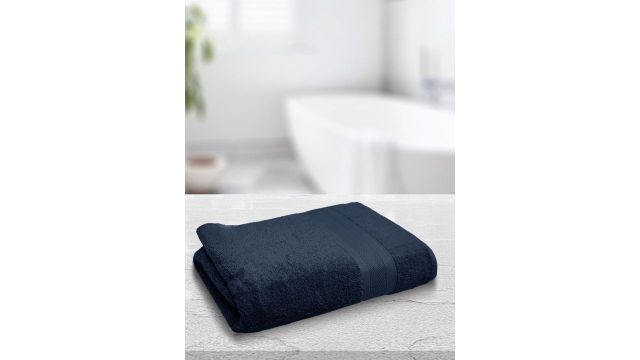 MYTRIDENT Navy Blue Solid Pure Cotton 500 GSM Soft Plush Bath Towel