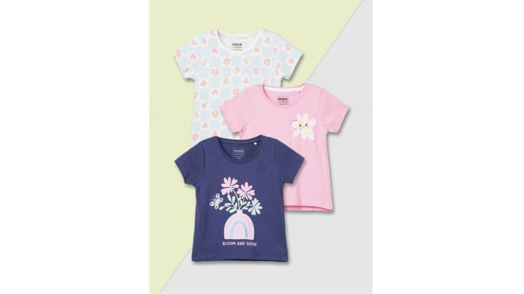 Max Girls Floral Printed Round Neck Pure Cotton T-shirt