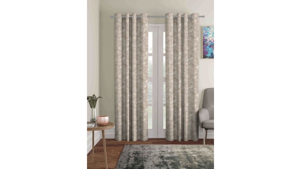 Myntra Elegant Homes Beige Set of 2 Black Out Door Curtain