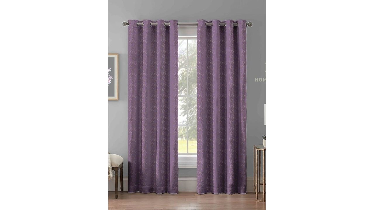 Myntra Elegant Homes Lavender & Brown Set of 2 Black Out Long Door Curtain
