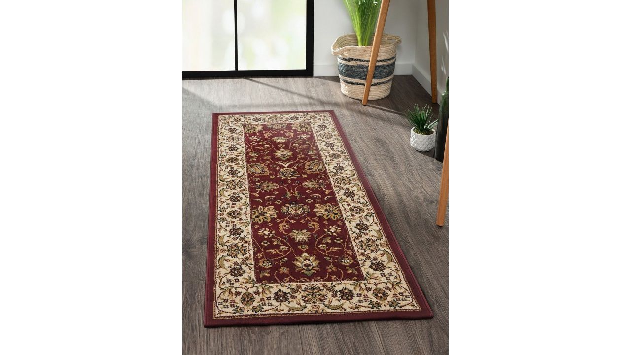 OBSESSIONS Beige & Maroon Antistatic Non Slip Runner