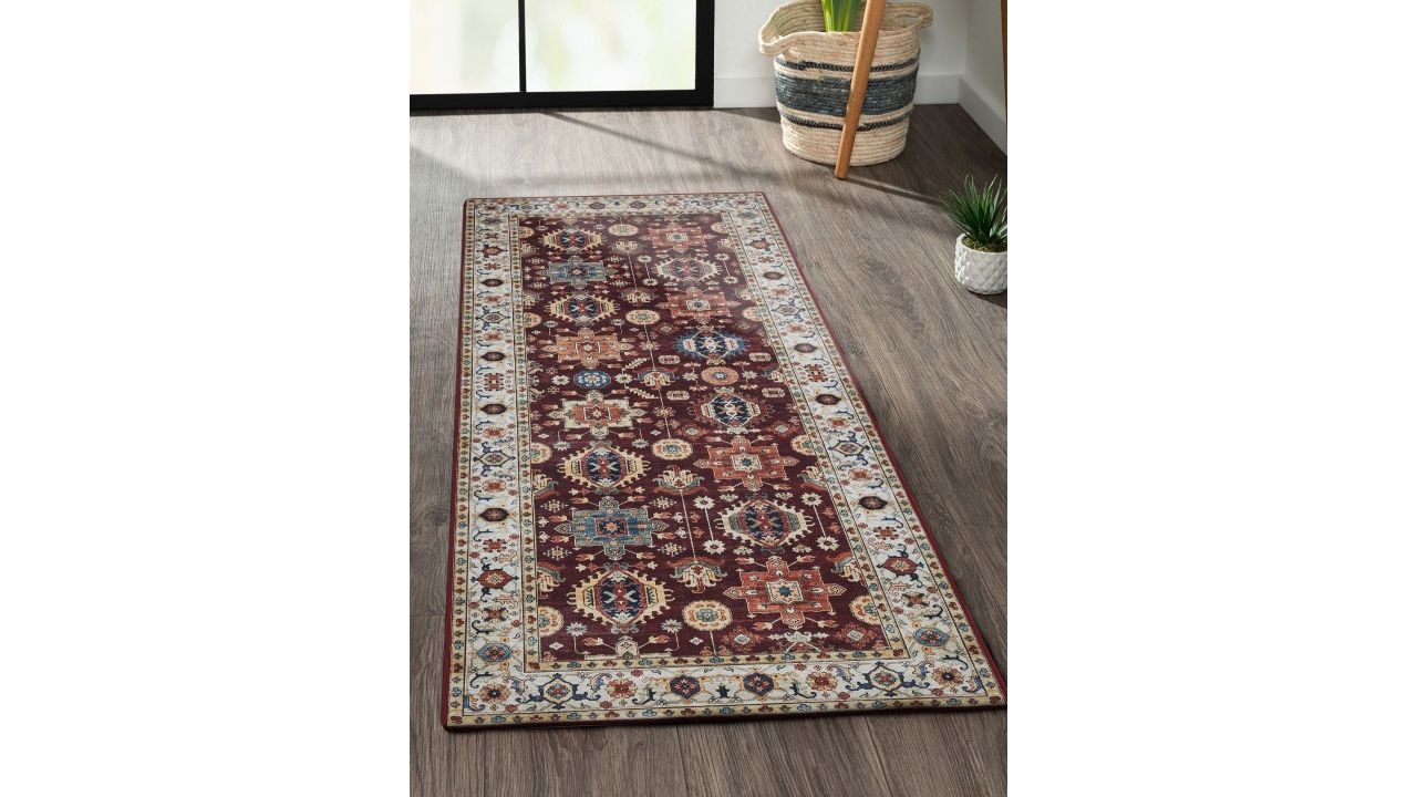 OBSESSIONS Maroon & Cream Colored Ethnic Motifs Runner