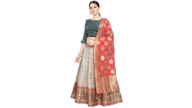 PURVAJA Women'S Silk Blend Lehenga Choli