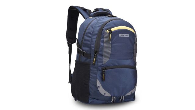 Provogue Unisex Navy Blue Contrast Detail Backpack with Reflective Strip 31L