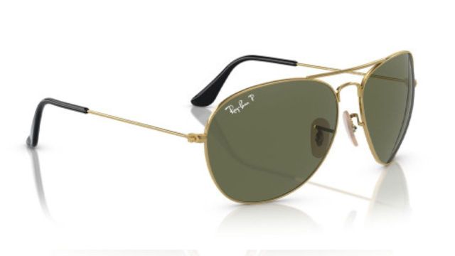 RAY-BAN Unisex Polarized Green Lens Square Sunglasses
