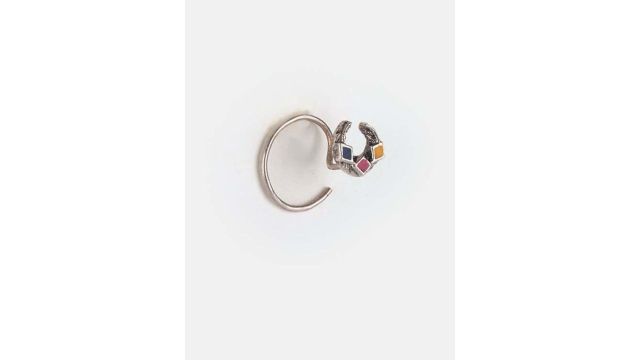 SHAYA Silver-Toned Sadu Bharat 925 Silver Nose Pin