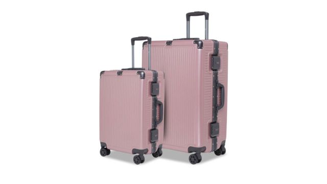 SWISS MILITARY Set of 2 Kinetic 8 Wheel Pc Body & Aluminium Frame Hard-Sided Trolley Bag