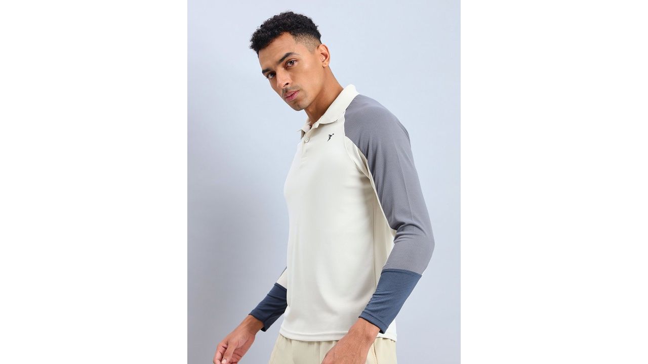 Technosport Colourblocked Polo Collar Antimicrobial Training T-shirt